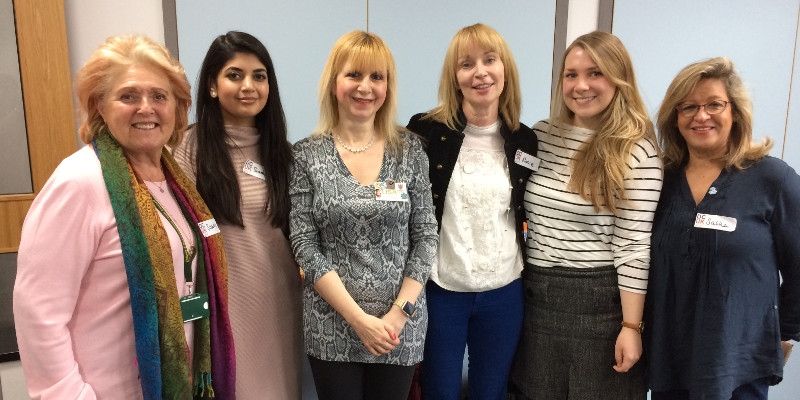 Volunteers from Barnet Council’s communication team (centre with Lisa), Sarah Simmons, Rosie Evangelou & Siama Khan and Sasha Capocci & Sandra Parnell from Rotary Club of Elstree and Borehamwood