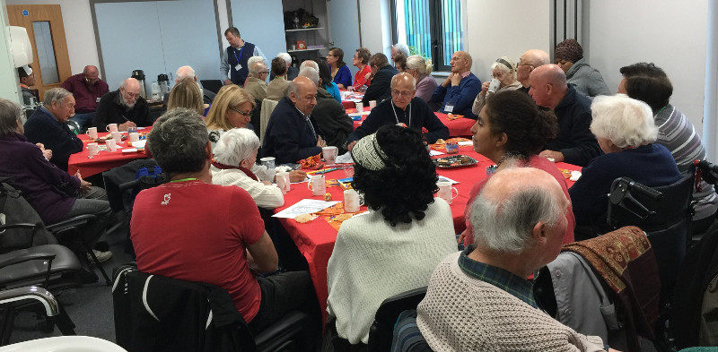 Richard Turner from Action Loss Hearing telling the members of Dementia club UK the importance of getting their hearing checked