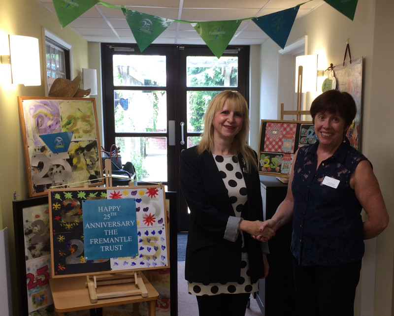 Lisa chairman of Dementia Club UK and Anne Duggan of the Fremantle Trust at Apthorp care home