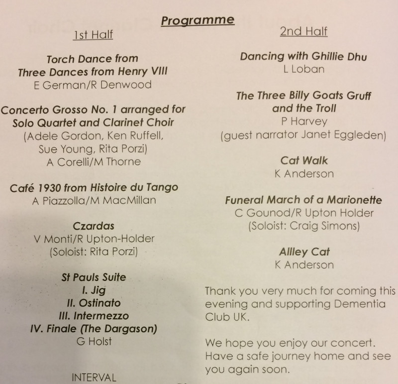 2017 Winter concert programme