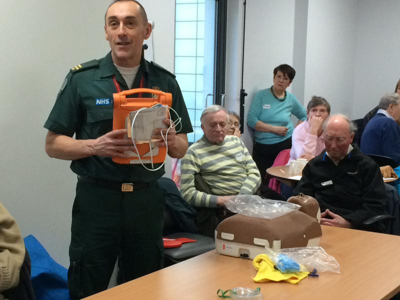 Tim Chivers, paramedic from the London Ambulance Service with defibrillator