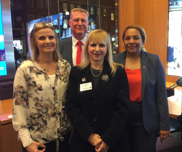 Lesley Imossi, Stephen Carr the local Area Director for Edgware Metro Bank, Lisa and Tracey–Emma Ekanem the local Business Manager