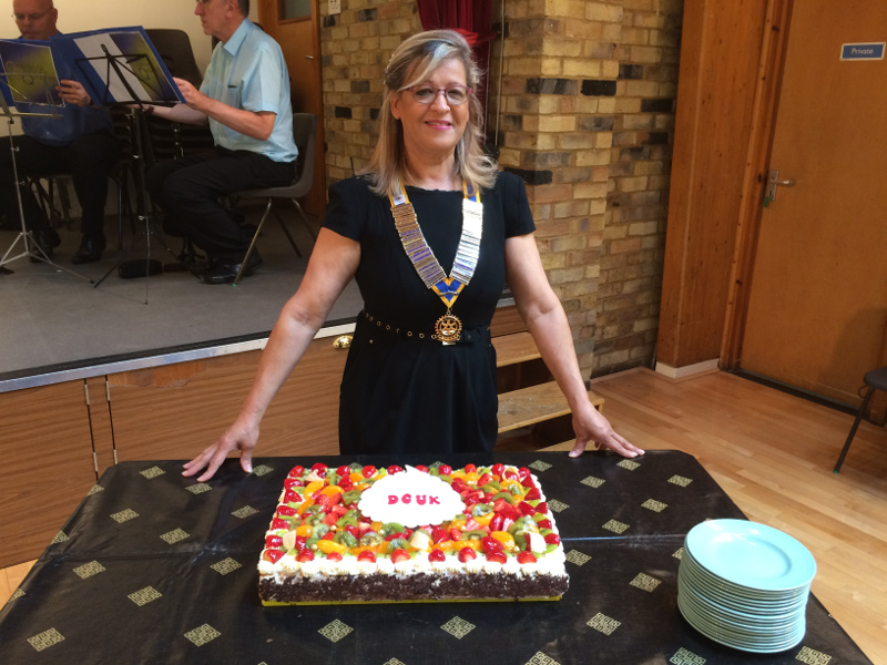 New president of Rotary Club of Elstree and Borehamwood Sasha Capocci and her gorgeous home made cake