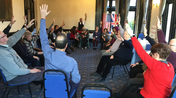 Richard taking the chair yoga exercises