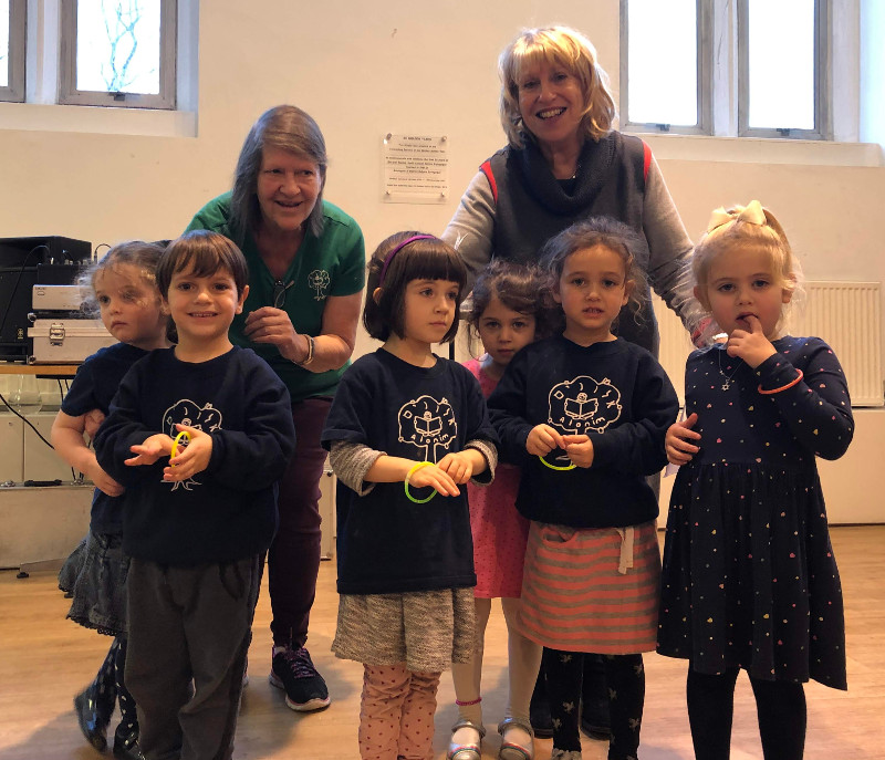 Children from the nursery school sang some Chanukkah songs