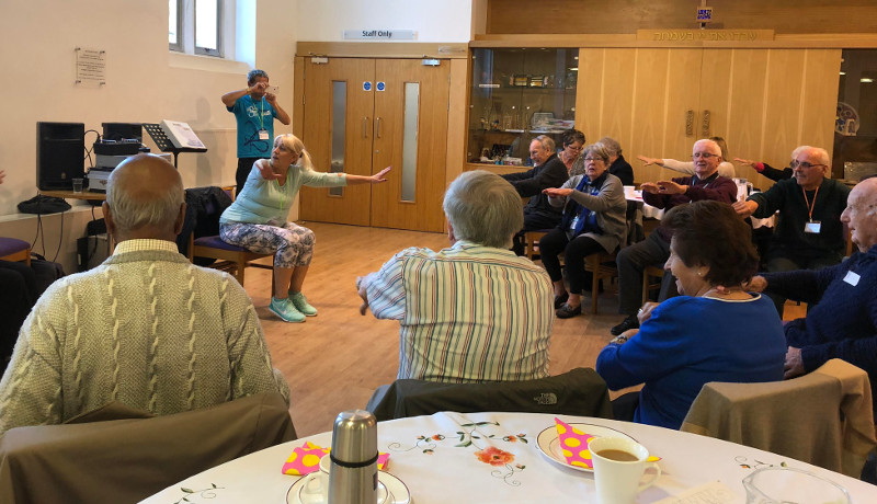 Jane leading the chair exercises