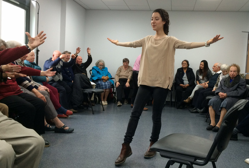 Tija Hubej shows some dance steps to the Dementia Club UK