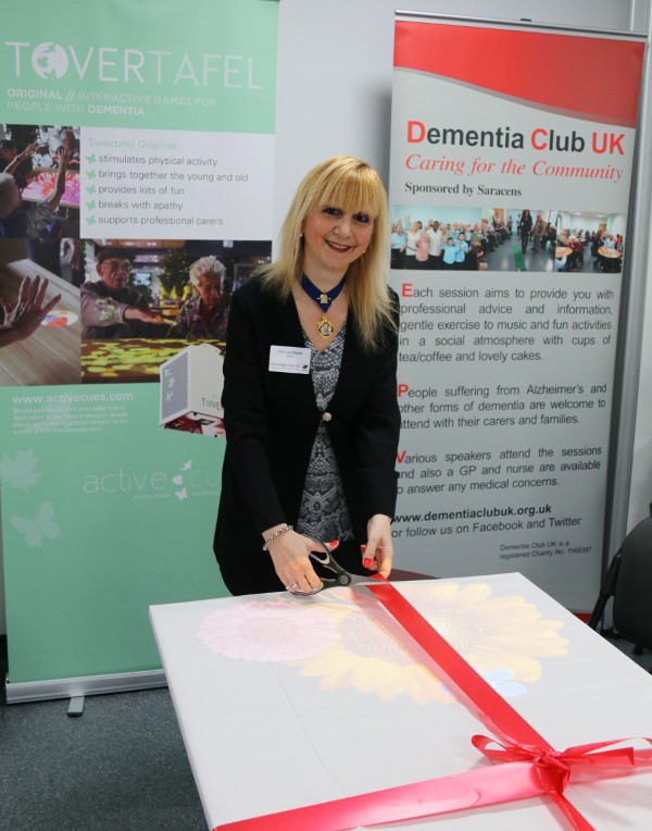 Cllr Lisa Rutter founder and chaiman of Dementia Club UK was also standing in for the Mayor of Barnet cutting the ribbon