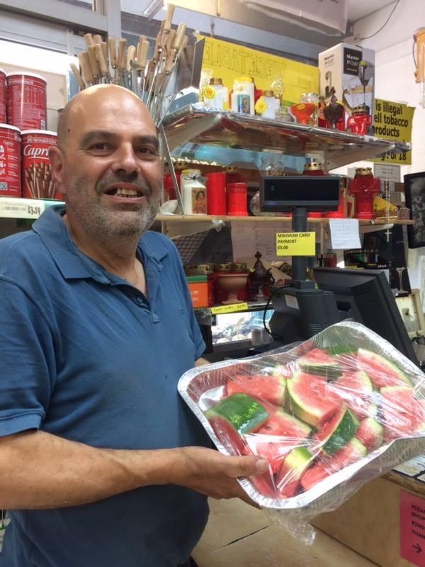 Thank you to Despina Foods Ltd at Arnos Grove for cutting up a refreshing watermelon for the Finchley Memorial Hospital session.