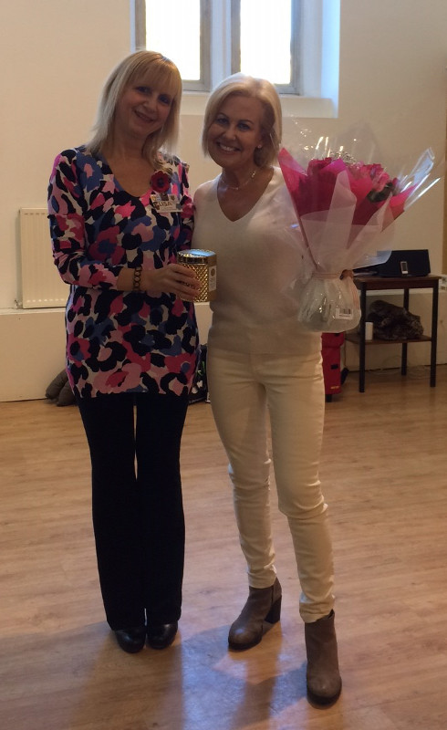 Lisa thanking Justine for her splendid contribution to Dementia Club UK