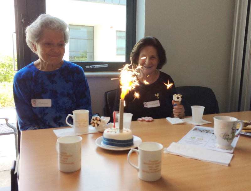 Mariana on the left enjoying her birthday cake