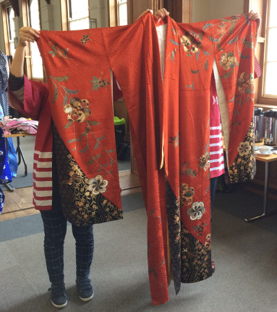 Beautiful red silk kimono